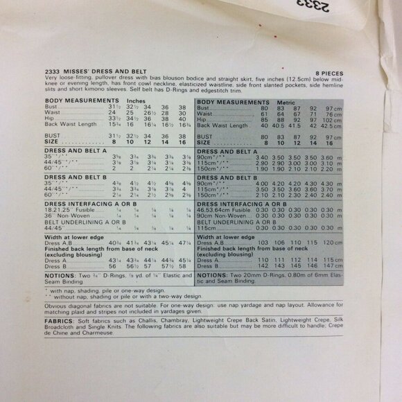 Vogue 2333 Diane Von Furstenberg Dress Sewing Pattern Sz 8 American Designer - Picture 3 of 4